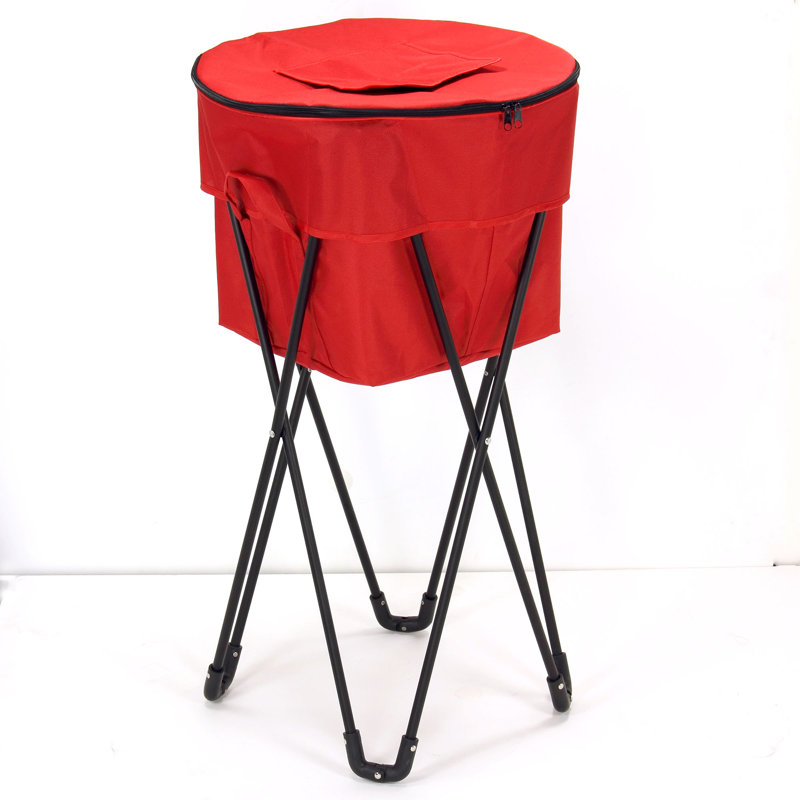 Thermal Standing Cooler with Travel Bag with Leak‑Resistant Liner and Foldable Steel Legs, Red