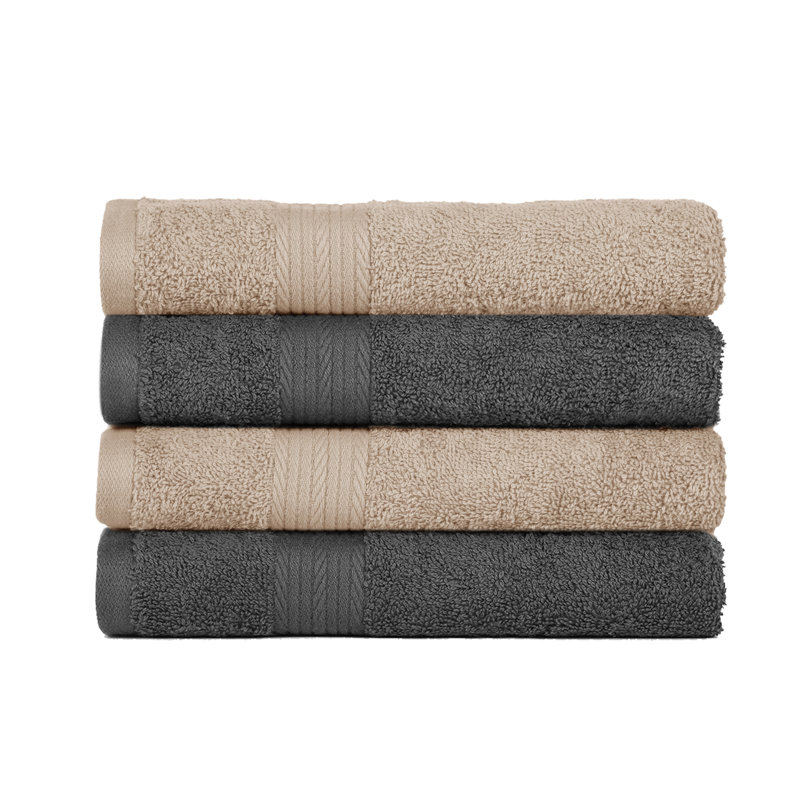 Hand Towel 100% Cotton 600 GSM Assorted Colors, Beige/Gray