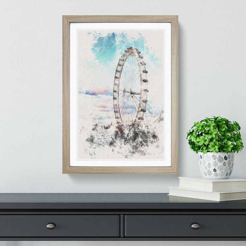The London Eye - Framed Print, Oak Framed, 87cm H x 62cm W x 2cm D