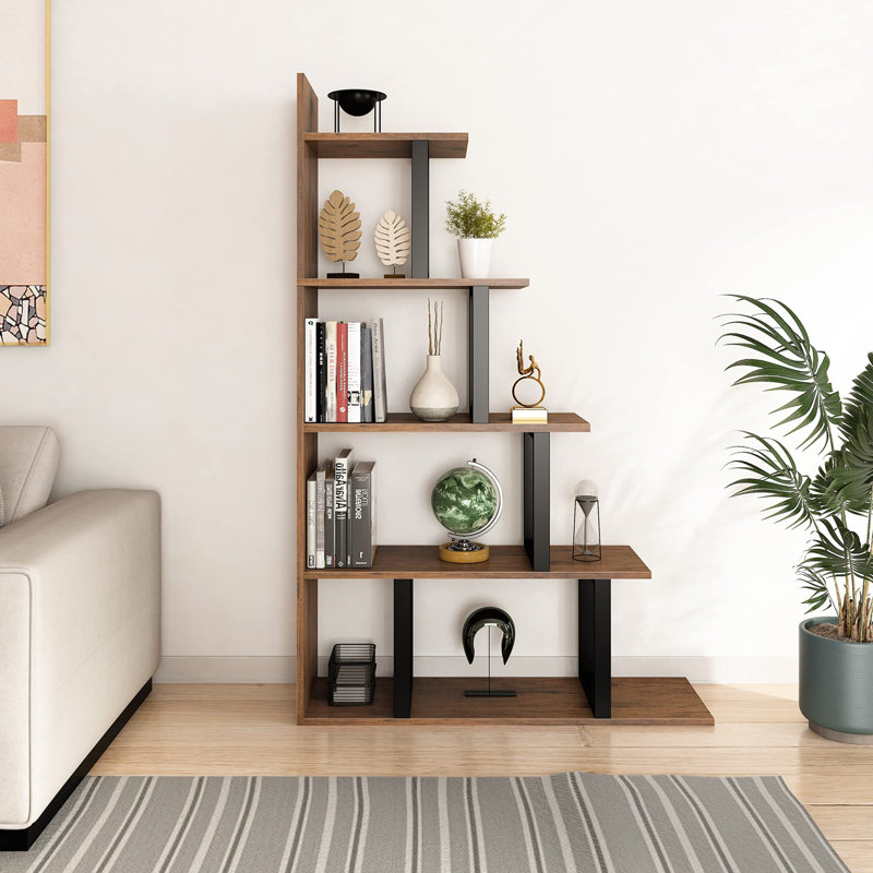 160cm H x 102cm W Bookcase, Retro Brown