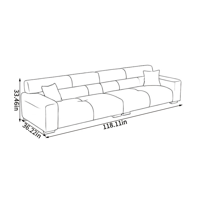 Canapé moderne en velours simple, H 33,46 po x l 118,11 po x P 36,22 po, 4