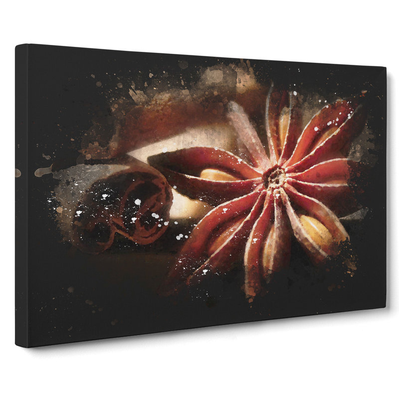 Cinnamon And Star Anise Paint Splash - Wrapped Canvas, 35cm H x 50cm W x 3cm D