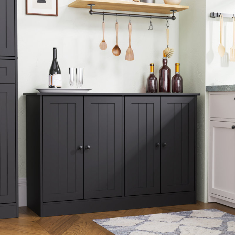 Sideboard Buffet Cabinet With Storage, 47" W Kitchen Storage Cabinet With 4 Doors, Modern Farmhouse Coffee Bar Station  Kitchen Table For Living Room Dining Room