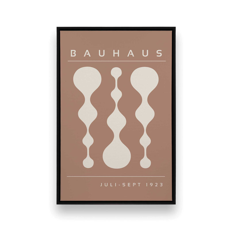 «Brown Retro Bauhaus», affiche sur toile encadrée, H 12,75 po x l 8,75 po x P 1,75 po, Noir satiné