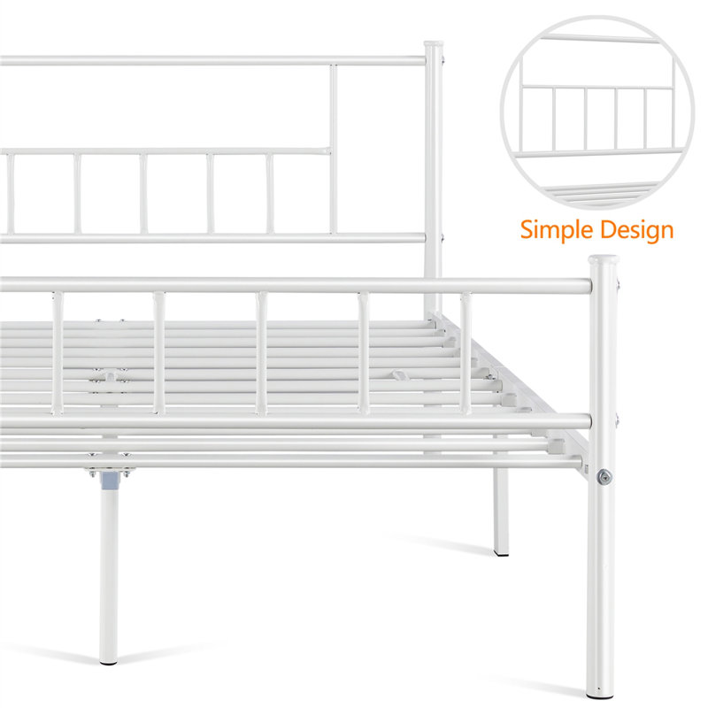 Delaenie Metal Platform Bed, Queen, White