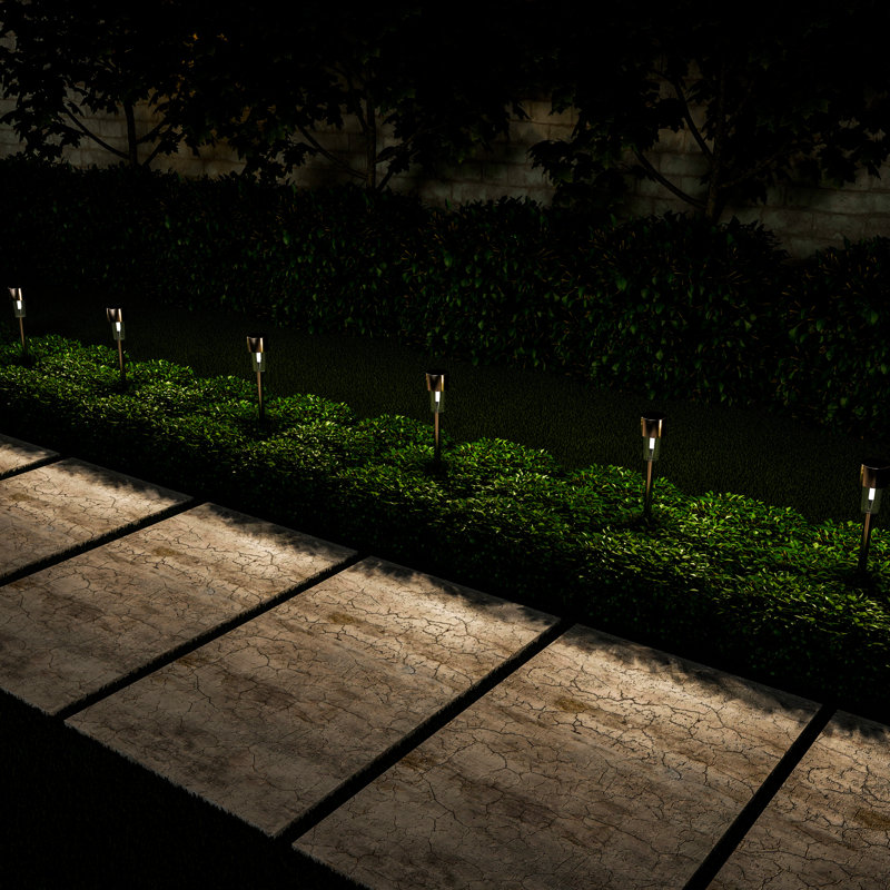 Silver Stainless Steel LED Pathway Light Set (12-Pack)