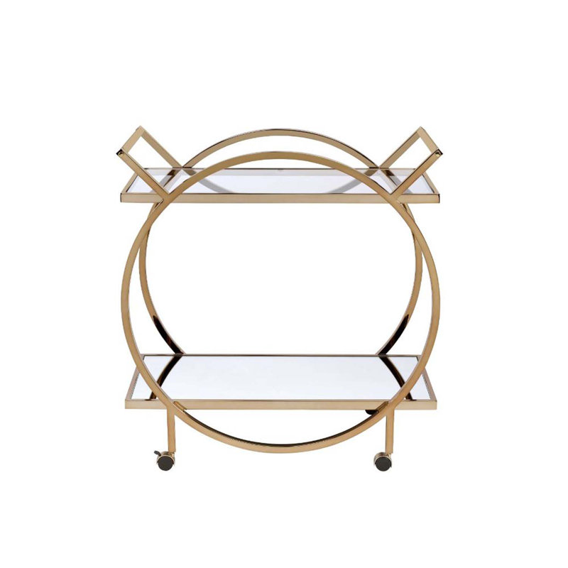 Chariot de service Traverse, finition miroir et champagne