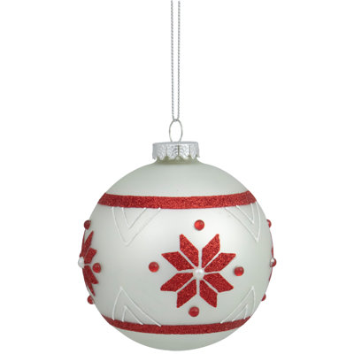 Ornement boule de Noël en verre flocon de neige scintillant 4 po