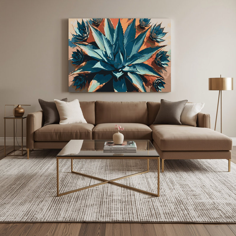 «Southwestern Plants Agave Plant 146», art mural sur toile grise, H 16 po x l 20 po