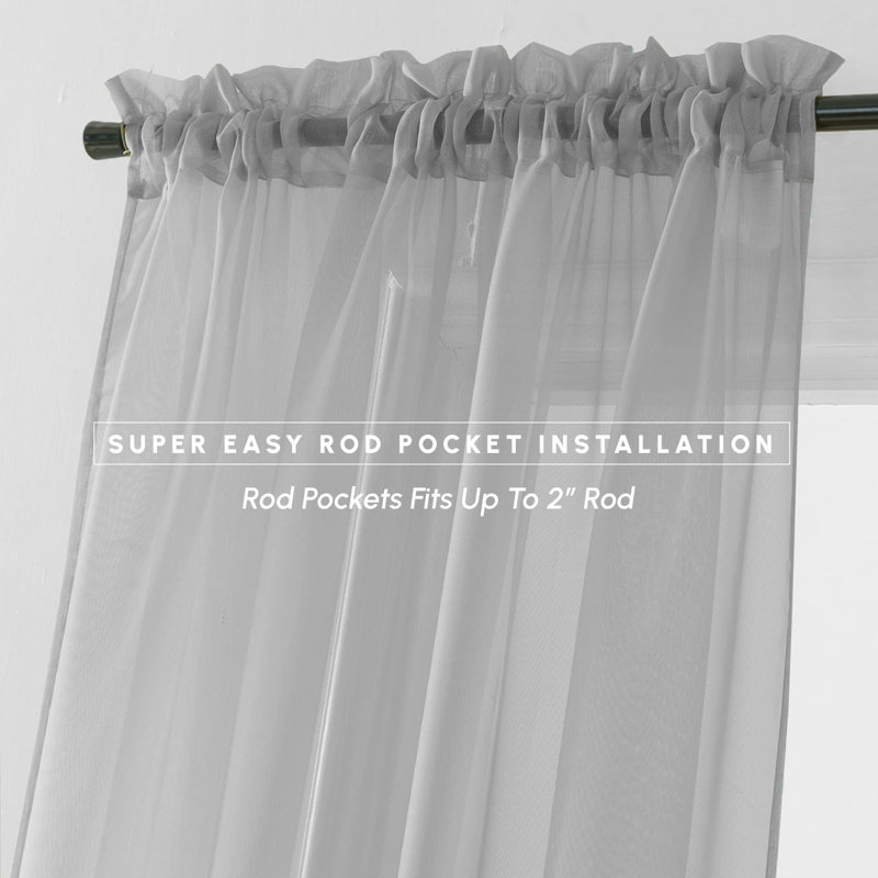 Yaelle Semi Sheer Curtain Pair, 40" W x 84" L, Silver