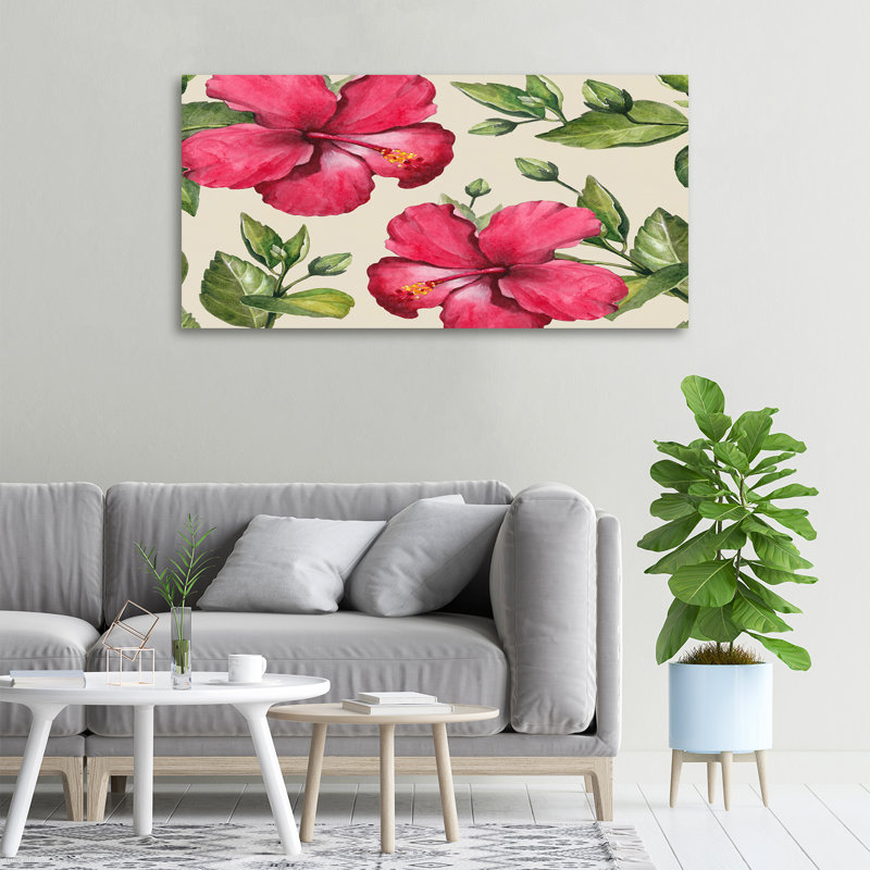 Pink Hibiscus - Wrapped Canvas Print, 50cm H x 100cm W, Canvas