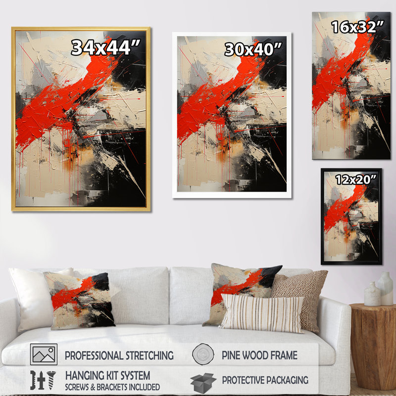 Volcan Explosion volcanique sur toile, Toile tendue, H 40 po x l 30 po x P 1,5 po