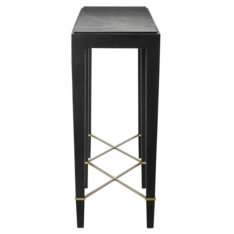 Verona 76'' W Solid Wood Console Table, Black Lacquered Linen