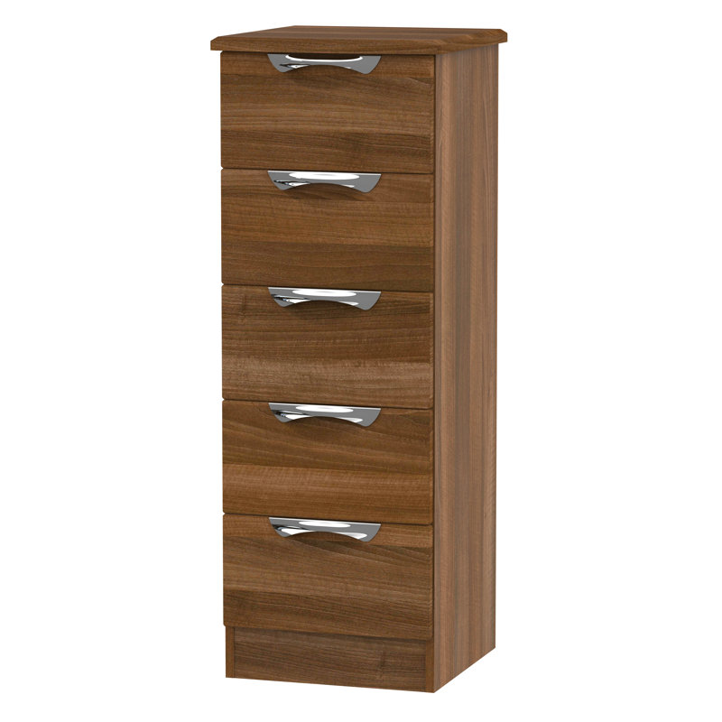 Fully Assembled Ratley 5 Drawer Chest, Noche Walnut