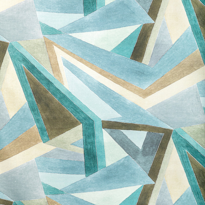 Rhapsody Roulade Print Linen Fabric, Aqua/Dune