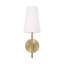 Applique murale à bras 1 lumière l 5,75 po x H 17,25 po en laiton vieilli avec verre blanc doux effilé-107148967