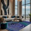 Tapis bleu lavable à la machine-581346131