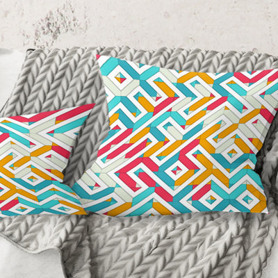 Abstract Retro Geometry I - Mid-Century Modern Printed Throw Pillow