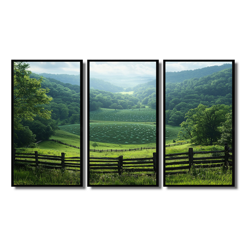 Green Peaceful Valley III - Ensemble de décoration murale maison de campagne, H 28 po x l 36 po x P 1 po