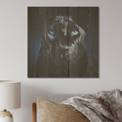 Blue Panther Majesty I - Panther Animal On Wood Print