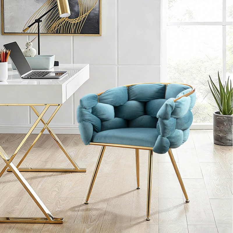 Chaise rembourrée en velours Modern, Bleu
