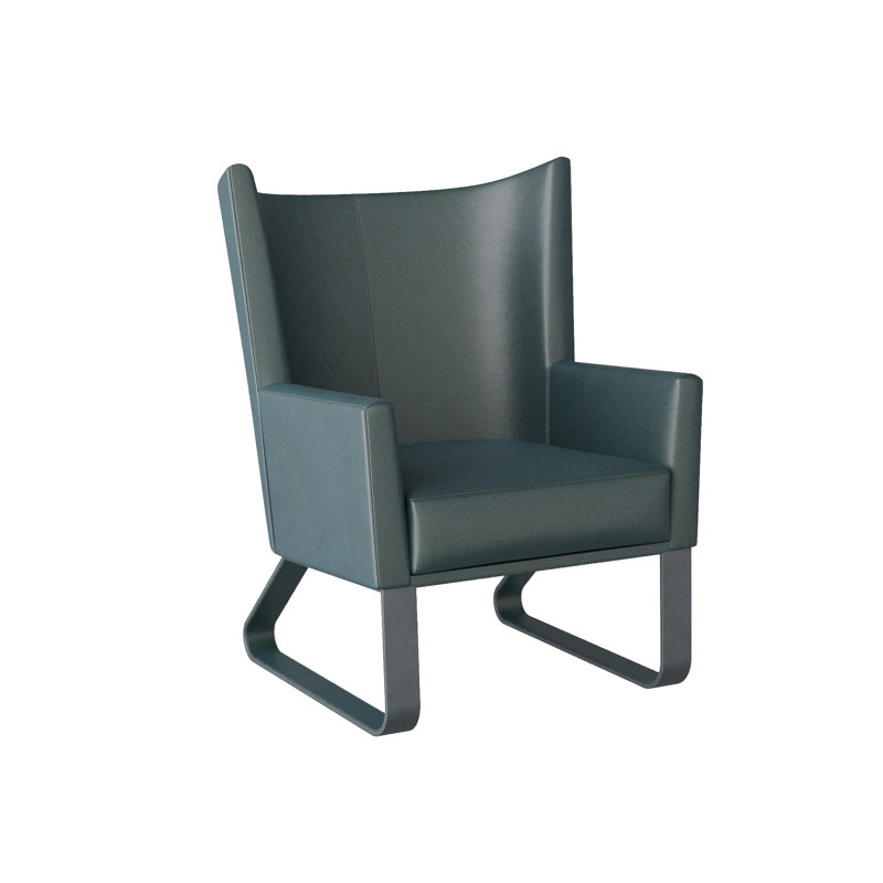 Bleu Leather Wingback Chair