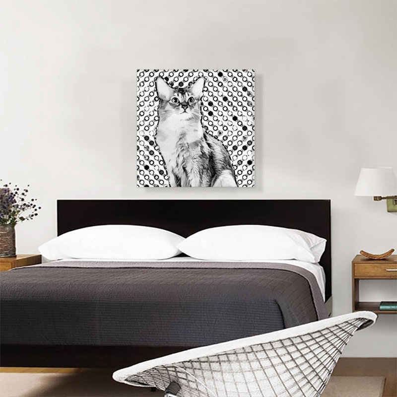 Somali Cat Breed Dots - Reproduction d'art sur toile tendue, H 26 po x l 26 po x P 1,5 po