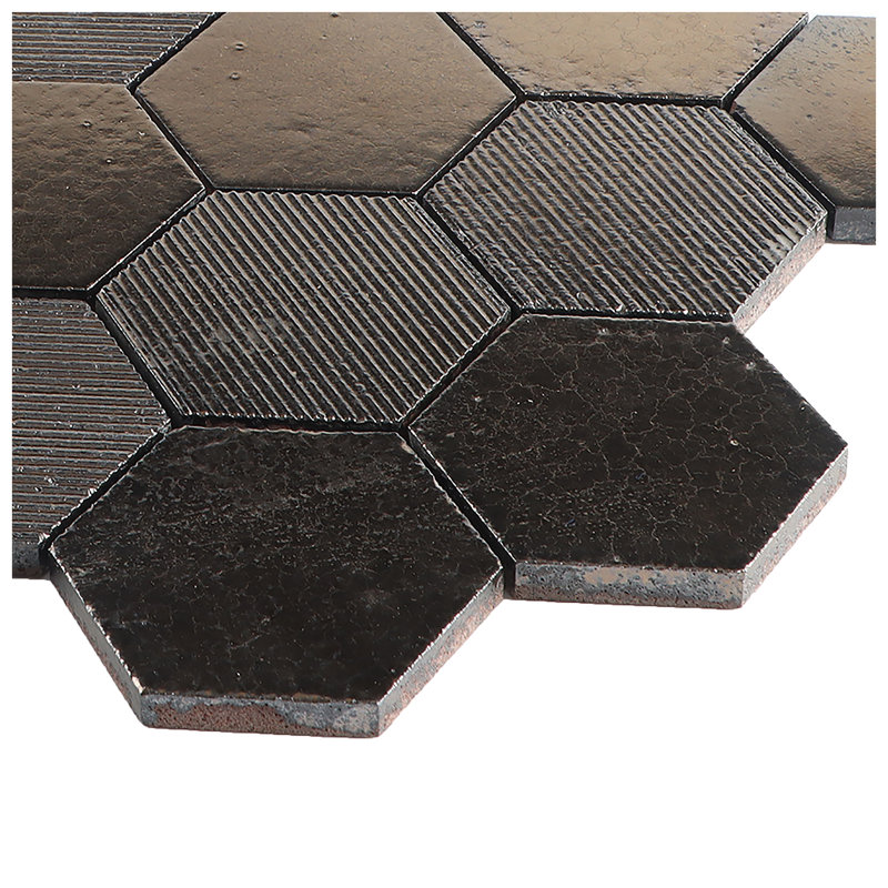 Art Lava Hex Mosaic Tile (0.86 Sq. Ft. / Each), Dark Brown/Dark Grey