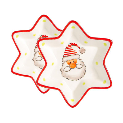 Nicola Spring - Father Christmas Star Serving Plates - 18cm - White
