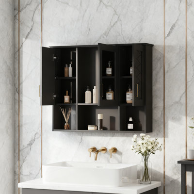 2-In-1 Wall Mounted Bathroom Cabinet With Adjustable Shelves & Soft Close Doors