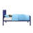 Blue Twin Panel Bed With Cargo Container Style, Metal Frame And Recessed Panels, 21 Slats, No Box Spring Required, Low Profile Fb, Straight Leg, 25 X 50Mm Iron Plate Frame, 330Lbs Capacity, 79In