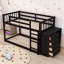 Lit superposé multifonctionnel en bois avec tiroirs et tablettes de rangement-726015994-726015988