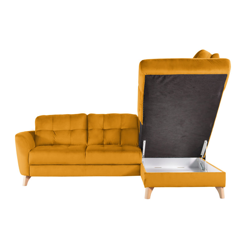 Hunnewell Sleeper Corner Sofa, Right Hand Facing, Yellow