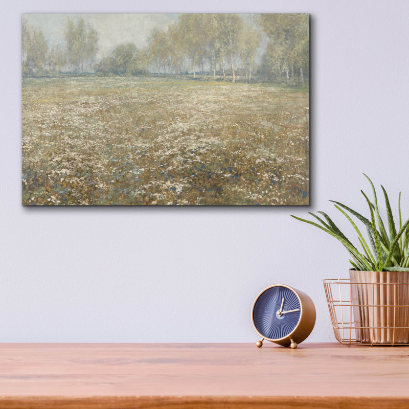  «Champ de fleurs» par 16 po x 12 po, art mural en verre acrylique à lettres et doublé