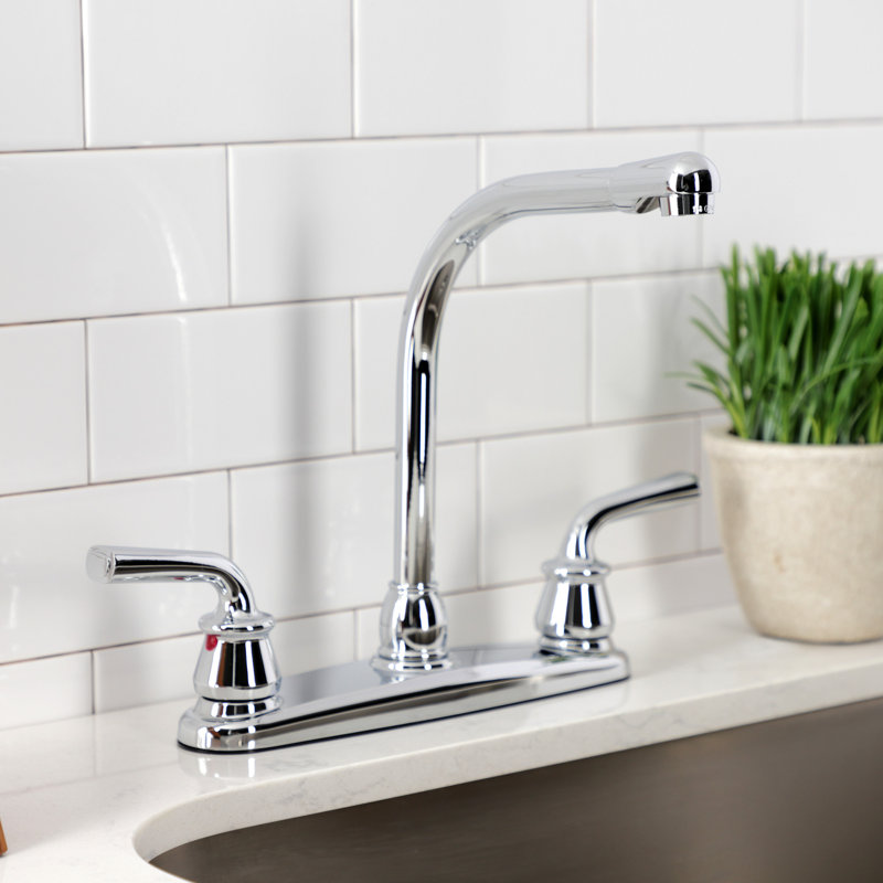 Kingston Brass Restoration Two-Handle 8" Centerset Kitchen Faucet, Without Side Spray, Polished Chrome