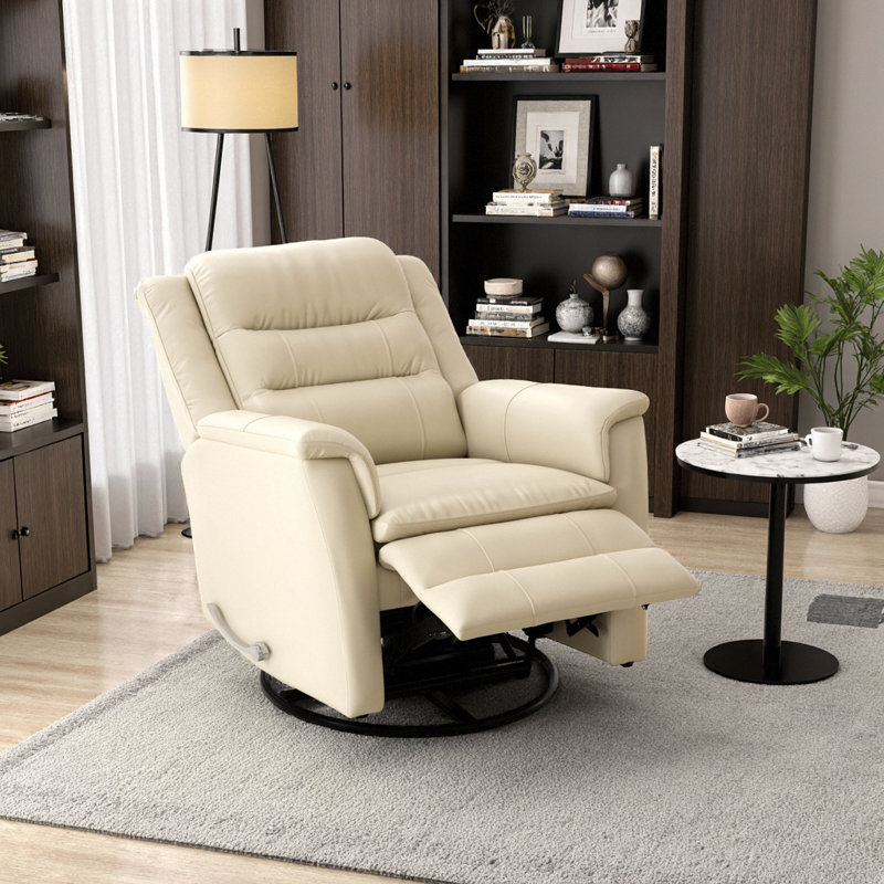 Fauteuil inclinable et pivotant à 360 ° en cuir avec levage manuel sans effort - Confort luxueux et élégance intemporelle