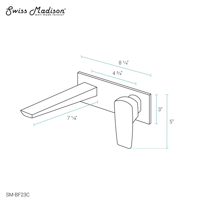 Monaco Single-Handle, Wall-Mount, Bathroom Faucet, Chrome