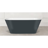 Painted Vetralla 58-3/4" x 29-1/8" Freestanding Soaking Bathtub in Volcanic Limestone™ with No Overflow Hole - Gloss White Interior