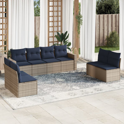 Ensemble de canapé de patio 8 pièces avec coussins pour l'extérieur