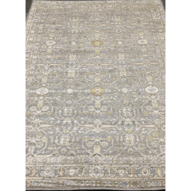 Tapis gris noué à la main, Rectangle de 2 pi x 3 pi