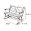 Chaise berçante d'extérieur en bois carbonisé double pour 2 personnes avec siège large et incurvé