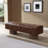 Upholstered Dining Bench For Dining Room, No-Assembly End Of Bed Entryway Bench Ottoman For Bedroom Living Room, Brown PU Stool Top Wood Leg 300 LBS Weight Capacity