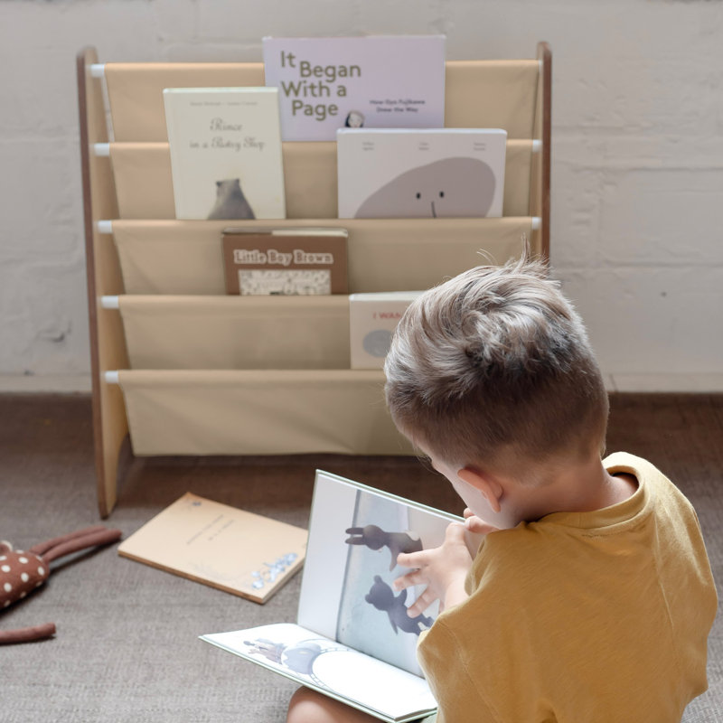 Beige Recycled Fabric Kids 4-Tier Book Rack