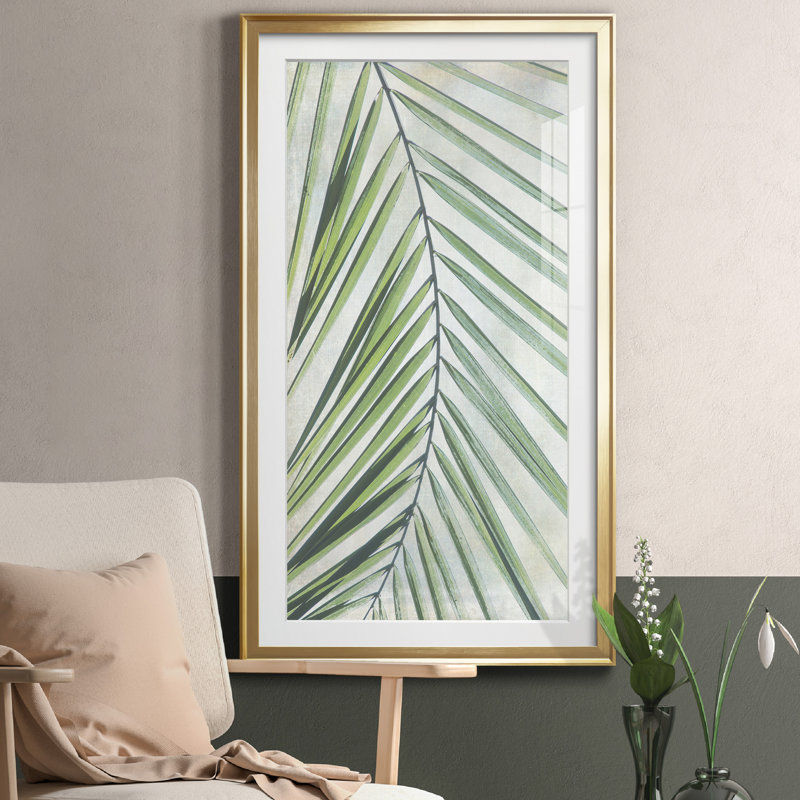 Palm Escape I - Reproduction d'art graphique sur papier encadré, H 22,5 po x l 42,5 po x P 1,5 po, Papier doré