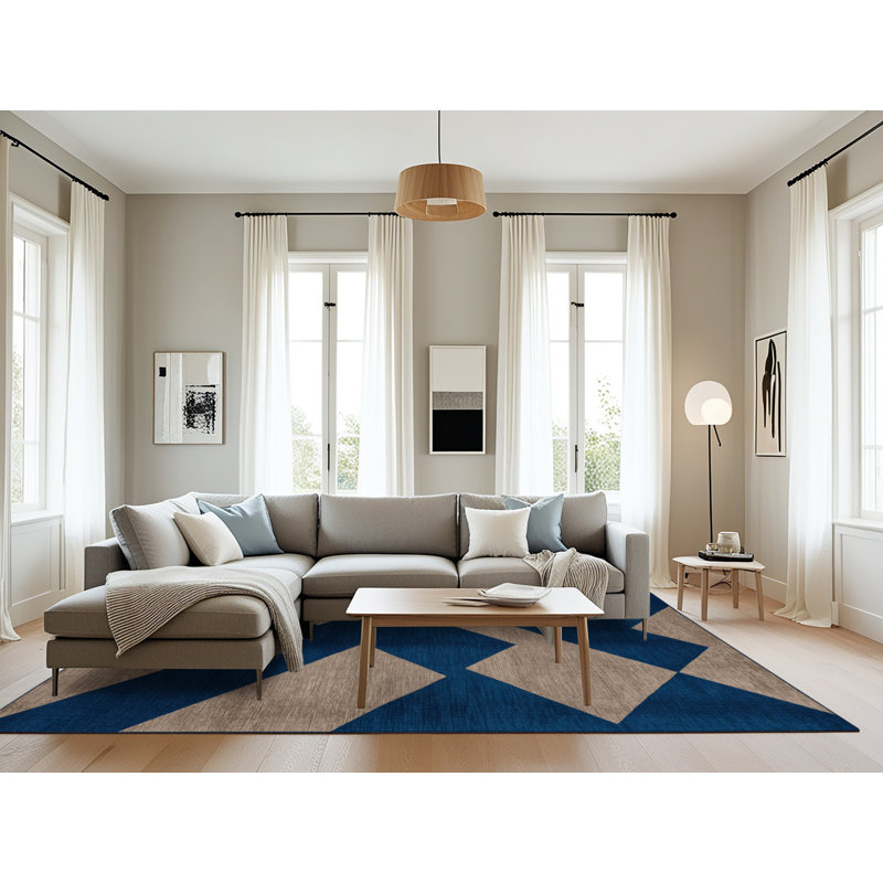 Tapis botanique brun lavable à la machine, Rectangle 8 pi x 10 pi
