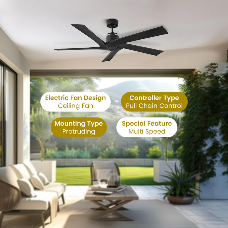 Élégant et puissant: ventilateur de plafond d'extérieur de 56 po de couleur noire minuit avec télécommande Monte Carlo Aspen