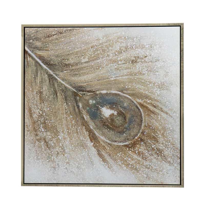 Plume de paon, peinture sur toile encadrée