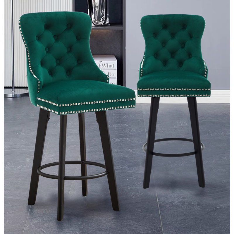 Tabourets de bar pivotants Modern, Vert, 2