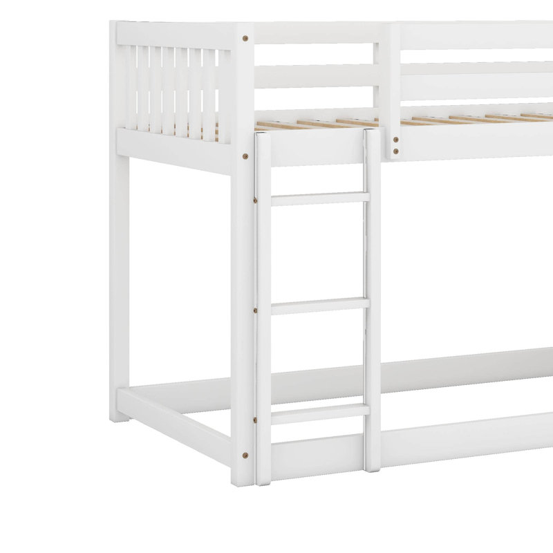 Lit superposé simple au-dessus de simple avec 3 tablettes et 4 tiroirs, Blanc