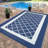 Modern Reversible Outdoor Area Rug – Washable, Non-Slip, UV Resistant Patio Carpet – Easy Clean, All-Weather Decorative Mat for Porch, Garden, Deck – Navy Blue/White, 9x18ft, United States-1481435277-1481435274